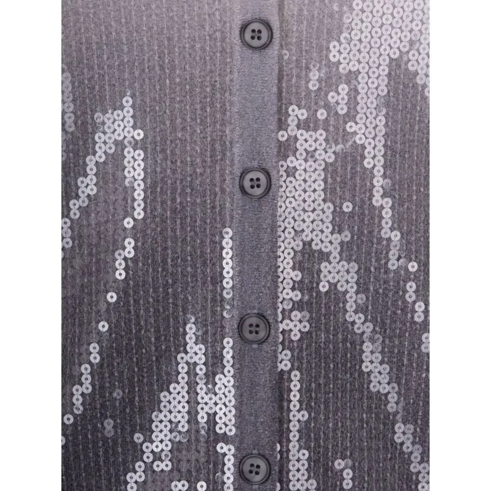 Liu Jo Women Liu Jo Relaxed Fit V-Neck Cardigan With Sequin Embroidery